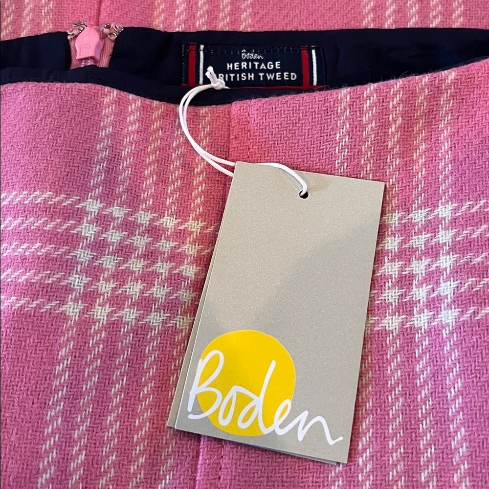 Boden Heritage British Tweed Pink Wool Plaid Mini Skirt NWT | size 4R - Picture 5 of 5